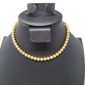 Vintage 30's Art Deco Gold Carved Beaded Choker Collar Necklace Gift Collectible